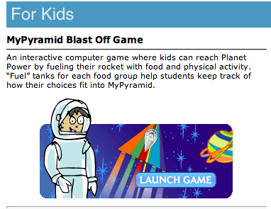 MyPyramid.gov - United States Department of Agriculture - For Kids